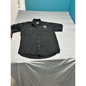 VTG‎ CAT Racing Mens Black Button Up Short Sleeves Cotton Shirt L  Ward Burton